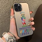 HONTINGA iPhone 13 Pro Max ile Uyumlu Kılıfı Silikon Kenar Sert Arka Düşüme Önleyici Basitlik Anti Düşme Kamera Korumali 2026 Fifa Dünya Kupası Desen Telefon Kılıfı K1-1159 - 001-Renkli