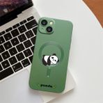 HONTINGA iPhone 14 ile Uyumlu Kılıfı Şeffaf Magsafe Wireless Düşüme Önleyici Basitlik Anti Düşme Kamera Korumali Panda Desen Silikon Telefon Kılıfı Kadın ve Erkek Için Uygundur K7-1092 - Yeşil