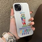 HONTINGA iPhone 14 ile Uyumlu Kılıfı Silikon Kenar Sert Arka Düşüme Önleyici Basitlik Anti Düşme Kamera Korumali 2026 Fifa Dünya Kupası Desen Telefon Kılıfı K1-1159 - Renkli