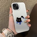 HONTINGA iPhone 14 ile Uyumlu Kılıfı Silikon Kenar Sert Arka Düşüme Önleyici Basitlik Anti Düşme Kamera Korumali Kedi Desen Telefon Kılıfı Kadın ve Erkek Için Uygundur K1-0845 - Renkli