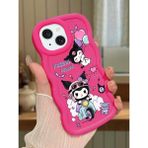 HONTINGA iPhone 14 Plus Uyumlu Kılıfı Düşüme Önleyici Basitlik Anti Düşme Darbeye Dayanıklı Basit Kırmızı Yumuşak Silikon Telefon Kılıfı Kuromi Desen K9-0082