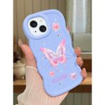 HONTINGA iPhone 14 Plus Uyumlu Kılıfı Düşüme Önleyici Basitlik Anti Düşme Darbeye Dayanıklı Basit Mavi Yumuşak Silikon Telefon Kılıfı Kelebek Desen K9-0071