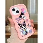 HONTINGA iPhone 14 Plus Uyumlu Kılıfı Düşüme Önleyici Basitlik Anti Düşme Darbeye Dayanıklı Basit Pembe Yumuşak Silikon Telefon Kılıfı Kuromi Desen K9-0082