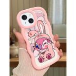 HONTINGA iPhone 14 Plus Uyumlu Kılıfı Düşüme Önleyici Basitlik Anti Düşme Darbeye Dayanıklı Basit Pembe Yumuşak Silikon Telefon Kılıfı Stitch Desen K9-0093