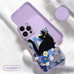HONTINGA iPhone 14 Pro Max ile Uyumlu Kılıfı Içi Kadifeli Düşüme Önleyici Basitlik Anti Düşme Kamera Korumali Kedi Desen Telefon Kılıfı Kadın ve Erkek Için Uygundur K6-0031 - Mor