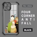 HONTINGA iPhone 15 ile Uyumlu Şeffaf Kılıfı Düşüme Önleyici Basitlik Anti Düşme Kamera Korumali Kedi Desen Yumuşak Silikon Telefon Kılıfı Kadın ve Erkek Için Uygundur K3-0187 - Siyah