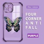 HONTINGA iPhone 15 ile Uyumlu Şeffaf Kılıfı Düşüme Önleyici Basitlik Anti Düşme Kamera Korumali Kelebek Desen Yumuşak Silikon Telefon Kılıfı Kadın ve Erkek Için Uygundur K3-0166 - Mor