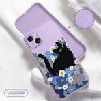 HONTINGA iPhone 15 Plus ile Uyumlu Kılıfı Içi Kadifeli Düşüme Önleyici Basitlik Anti Düşme Kamera Korumali Kedi Desen Telefon Kılıfı Kadın ve Erkek Için Uygundur K6-0031 - Mor