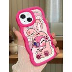 HONTINGA iPhone 15 Plus Uyumlu Kılıfı Düşüme Önleyici Basitlik Anti Düşme Darbeye Dayanıklı Basit Kırmızı Yumuşak Silikon Telefon Kılıfı Stitch Desen K9-0093
