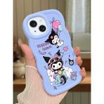 HONTINGA iPhone 15 Plus Uyumlu Kılıfı Düşüme Önleyici Basitlik Anti Düşme Darbeye Dayanıklı Basit Mavi Yumuşak Silikon Telefon Kılıfı Kuromi Desen K9-0082