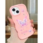 HONTINGA iPhone 15 Plus Uyumlu Kılıfı Düşüme Önleyici Basitlik Anti Düşme Darbeye Dayanıklı Basit Pembe Yumuşak Silikon Telefon Kılıfı Kelebek Desen K9-0071