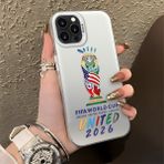 HONTINGA iPhone 15 Pro ile Uyumlu Kılıfı Silikon Kenar Sert Arka Düşüme Önleyici Basitlik Anti Düşme Kamera Korumali 2026 Fifa Dünya Kupası Desen Telefon Kılıfı K1-1159 - Renkli