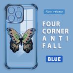 HONTINGA iPhone 15 Pro ile Uyumlu Şeffaf Kılıfı Düşüme Önleyici Basitlik Anti Düşme Kamera Korumali Kelebek Desen Yumuşak Silikon Telefon Kılıfı Kadın ve Erkek Için Uygundur K3-0166 - Mavi