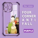 HONTINGA iPhone 15 Pro Max ile Uyumlu Şeffaf Kılıfı Düşüme Önleyici Basitlik Anti Düşme Kamera Korumali Kedi Desen Yumuşak Silikon Telefon Kılıfı Kadın ve Erkek Için Uygundur K3-0187 - Mor