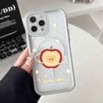 HONTINGA iPhone 15 Pro Uyumlu Şeffaf Magsafe Wireless Köşe Düşüme Önleyici Basitlik Anti Düşme Kamera Korumali Elma Deseni Silikon Telefon Kılıfı K7-0058 - Gri