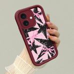 HONTINGA iPhone 16 ile Uyumlu Kılıfı Düşüme Önleyici Basitlik Anti Düşme Kamera Korumali Kalp Desen Bordo Yumuşak Silikon Telefon Kılıfı K2-7186 - Renkli