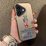 HONTINGA iPhone 16 Plus ile Uyumlu Kılıfı Silikon Kenar Sert Arka Düşüme Önleyici Basitlik Anti Düşme Kamera Korumali 2026 Fifa Dünya Kupası Desen Telefon Kılıfı K1-1159 - 001-Renkli