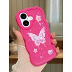 HONTINGA iPhone 16 Plus Uyumlu Kılıfı Düşüme Önleyici Basitlik Anti Düşme Darbeye Dayanıklı Basit Kırmızı Yumuşak Silikon Telefon Kılıfı Kelebek Desen K9-0071