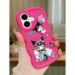 HONTINGA iPhone 16 Plus Uyumlu Kılıfı Düşüme Önleyici Basitlik Anti Düşme Darbeye Dayanıklı Basit Kırmızı Yumuşak Silikon Telefon Kılıfı Kuromi Desen K9-0082