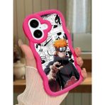 HONTINGA iPhone 16 Plus Uyumlu Kılıfı Düşüme Önleyici Basitlik Anti Düşme Darbeye Dayanıklı Basit Kırmızı Yumuşak Silikon Telefon Kılıfı Naruto Desen K9-0084