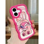 HONTINGA iPhone 16 Plus Uyumlu Kılıfı Düşüme Önleyici Basitlik Anti Düşme Darbeye Dayanıklı Basit Kırmızı Yumuşak Silikon Telefon Kılıfı Stitch Desen K9-0093