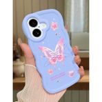 HONTINGA iPhone 16 Plus Uyumlu Kılıfı Düşüme Önleyici Basitlik Anti Düşme Darbeye Dayanıklı Basit Mavi Yumuşak Silikon Telefon Kılıfı Kelebek Desen K9-0071