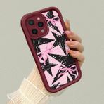 HONTINGA iPhone 16 Pro ile Uyumlu Kılıfı Düşüme Önleyici Basitlik Anti Düşme Kamera Korumali Kalp Desen Bordo Yumuşak Silikon Telefon Kılıfı K2-7186 - Renkli