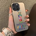 HONTINGA iPhone 16 Pro ile Uyumlu Kılıfı Silikon Kenar Sert Arka Düşüme Önleyici Basitlik Anti Düşme Kamera Korumali 2026 Fifa Dünya Kupası Desen Telefon Kılıfı K1-1159 - 001-Renkli