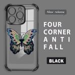 HONTINGA iPhone 16 Pro ile Uyumlu Şeffaf Kılıfı Düşüme Önleyici Basitlik Anti Düşme Kamera Korumali Kelebek Desen Yumuşak Silikon Telefon Kılıfı Kadın ve Erkek Için Uygundur K3-0166 - Siyah