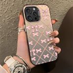 HONTINGA iPhone 16 Pro Max ile Uyumlu Kılıfı Silikon Kenar Sert Arka Düşüme Önleyici Basitlik Anti Düşme Kamera Korumali Fiyonk Desen Telefon Kılıfı Kadın ve Erkek Için Uygundur K1-0842 - 001-Renkli