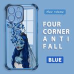 HONTINGA iPhone 16 Pro Max ile Uyumlu Şeffaf Kılıfı Düşüme Önleyici Basitlik Anti Düşme Kamera Korumali Yaratıcılık Desen Yumuşak Silikon Telefon Kılıfı Kadın ve Erkek Için Uygundur K3-0167 - Mavi