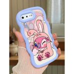 HONTINGA iPhone 7 Plus Uyumlu Kılıfı Düşüme Önleyici Basitlik Anti Düşme Darbeye Dayanıklı Basit Mavi Yumuşak Silikon Telefon Kılıfı Stitch Desen K9-0093