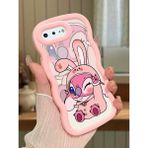 HONTINGA iPhone 8 Plus Uyumlu Kılıfı Düşüme Önleyici Basitlik Anti Düşme Darbeye Dayanıklı Basit Pembe Yumuşak Silikon Telefon Kılıfı Stitch Desen K9-0093