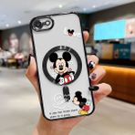 HONTINGA iPhone Se 2020 ile Uyumlu Şeffaf Magsafe Wireless Kılıfı Düşüme Önleyici Basitlik Anti Düşme Kamera Korumali Mickey Desen Yumuşak Silikon Telefon Kılıfı Kadın ve Erkek Için Uygundur K7-2110 - Siyah