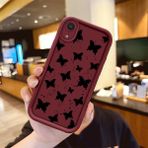 HONTINGA iPhone Xr ile Uyumlu Kılıfı Düşüme Önleyici Basitlik Anti Düşme Kamera Korumali Kelebek Bordo Desen Yumuşak Silikon Telefon Kılıfı Kadın ve Erkek Için Uygundur K2-7231 - Renkli