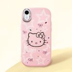 HONTINGA iPhone Xr ile Uyumlu Kılıfı Kamera Korumalı Düşüme Önleyici Basitlik Pembe Yumuşak Silikon Telefon Kılıfı Hello Kitty Desenli K4-0227 - Renkli
