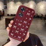 HONTINGA Oppo A60 ile Uyumlu Kılıfı Düşüme Önleyici Basitlik Anti Düşme Kamera Korumali Papyon Bordo Desen Yumuşak Silikon Telefon Kılıfı Kadın ve Erkek Için Uygundur K2-7013 - 001-Renkli