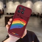HONTINGA Poco F8 Pro 5g ile Uyumlu Kılıfı Düşüme Önleyici Basitlik Anti Düşme Kamera Korumali Gülümser Bordo Desen Yumuşak Silikon Telefon Kılıfı Kadın ve Erkek Için Uygundur K2-7060 - 001-Renkli