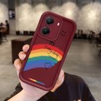 HONTINGA Poco X7 Pro ile Uyumlu Kılıfı Düşüme Önleyici Basitlik Anti Düşme Kamera Korumali Gülümser Bordo Desen Yumuşak Silikon Telefon Kılıfı Kadın ve Erkek Için Uygundur K2-7060 - 001-Renkli