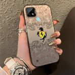 HONTINGA Realme C21 ile Uyumlu Kılıfı Silikon Kenar Sert Arka Düşüme Önleyici Basitlik Anti Düşme Kamera Korumali Moda Markası Desen Telefon Kılıfı Kadın ve Erkek Için Uygundur K1-0582 - 001-Renkli