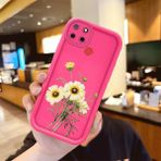 HONTINGA Realme C25S ile Uyumlu Kılıfı Düşüme önleyici Basitlik Anti Düşme Kamera Korumali şirin Ayçiçeği Desen Gül Kırmızı Yumuşak Silikon Telefon Kılıfı Kadın ve erkek için uygundur K8-0094 - Renkli