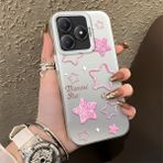 HONTINGA Realme C61 ile Uyumlu Kılıfı Silikon Kenar Sert Arka Düşüme Önleyici Basitlik Anti Düşme Kamera Korumali Renkli Yıldızlar Desen Telefon Kılıfı Kadın ve Erkek Için Uygundur K1-0858