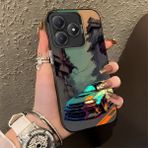 HONTINGA Realme C63 ile Uyumlu Kılıfı Silikon Kenar Sert Arka Düşüme Önleyici Basitlik Anti Düşme Kamera Korumali Spor Araba Desen Telefon Kılıfı Kadın ve Erkek Için Uygundur K1-0615 - 001-Renkli