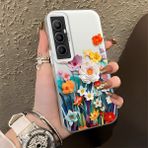 HONTINGA Realme C65 4g ile Uyumlu Kılıfı Silikon Kenar Sert Arka Düşüme Önleyici Basitlik Anti Düşme Kamera Korumali Çiçek Desen Telefon Kılıfı Kadın ve Erkek Için Uygundur K1-0859 - Renkli