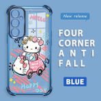 HONTINGA Samsung Galaxy A05S ile Uyumlu Şeffaf Kılıfı Düşüme Önleyici Basitlik Anti Düşme Kamera Korumali Hello Kitty Desen Yumuşak Silikon Telefon Kılıfı Kadın ve Erkek Için Uygundur K3-0193 - Mavi