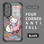 HONTINGA Samsung Galaxy A05S ile Uyumlu Şeffaf Kılıfı Düşüme Önleyici Basitlik Anti Düşme Kamera Korumali Hello Kitty Desen Yumuşak Silikon Telefon Kılıfı Kadın ve Erkek Için Uygundur K3-0193 - Siyah