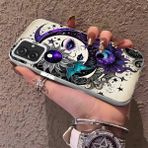 HONTINGA Samsung Galaxy A07 ile Uyumlu Kılıf Silikon Kenar Sert Arka Kamera Koruyucu Basitlik Anti Düşme Kamera Korumalı Ay ve Yıldız Desen Couple Telefon Kılıfı Kadın ve Erkek Için Uygundur K1-1376 - Beyaz