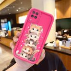HONTINGA Samsung Galaxy A12 ile Uyumlu Kılıfı Düşüme Önleyici Basitlik Anti Düşme Kamera Korumali Şirin Kedi Desen Gül Kırmızı Yumuşak Silikon Telefon Kılıfı Kadın ve Erkek Için Uygundur K8-0086 - Renkli