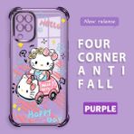 HONTINGA Samsung Galaxy A12 ile Uyumlu Şeffaf Kılıfı Düşüme Önleyici Basitlik Anti Düşme Kamera Korumali Hello Kitty Desen Yumuşak Silikon Telefon Kılıfı Kadın ve Erkek Için Uygundur K3-0193 - Mor