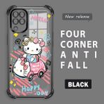 HONTINGA Samsung Galaxy A12 ile Uyumlu Şeffaf Kılıfı Düşüme Önleyici Basitlik Anti Düşme Kamera Korumali Hello Kitty Desen Yumuşak Silikon Telefon Kılıfı Kadın ve Erkek Için Uygundur K3-0193 - Siyah